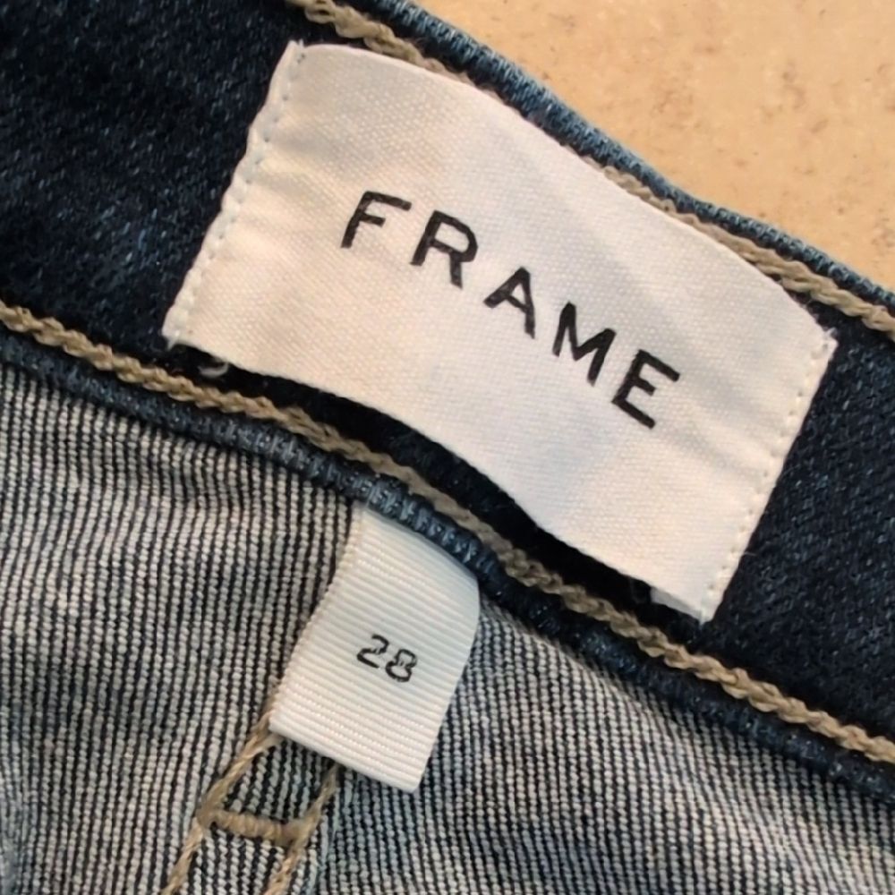 Frame Denim Organic Cotton Le Skinny de Jeanne Magwood Distressed Jeans -Size 28 - Picture 11 of 14